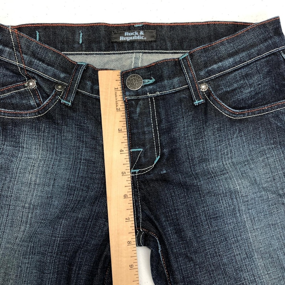 Rock & Republic Kurt Jeans Womens 26 Blue Low Rise Slim Bootcut Stretch 26x32 - Picture 9 of 16